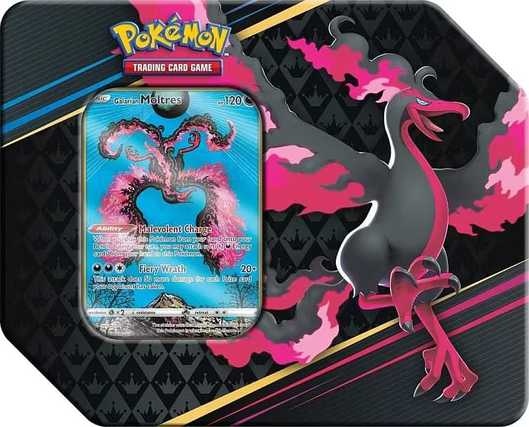 ​[BESTILLINGSVARE] – Pokémon Crown Zenith: Galarian Moltres Collector's Tin (USA Version – 5 Boosters)