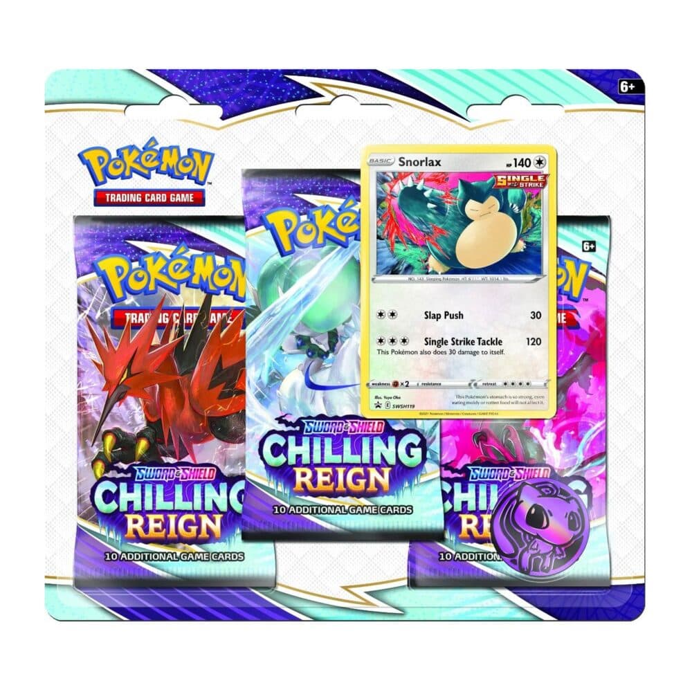 Pokemon Sword & Shield Chilling 3 Booster Blister Pack – Snorlax