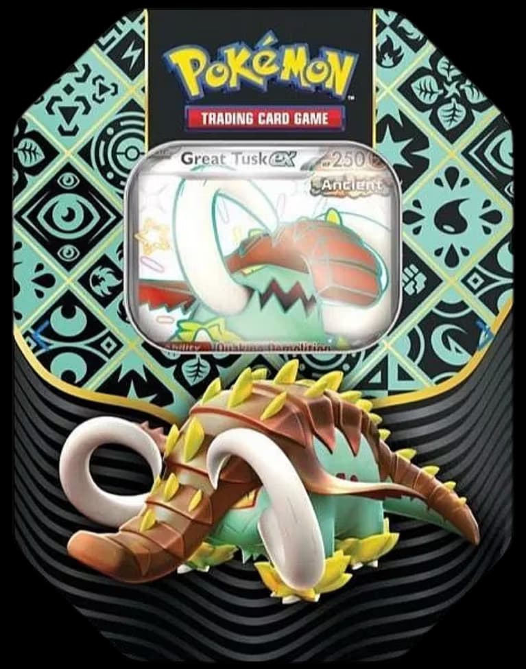 Pokemon Paldean Fates Collector's Tin Great Tusk ex