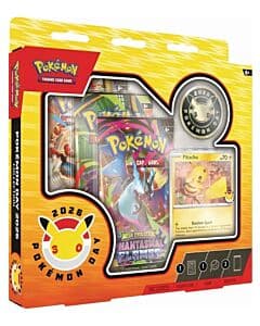 Pokemon TCG: Pokemon Day 2026 Collection – Pikachu promokort, mynt og 3 boosterpakker